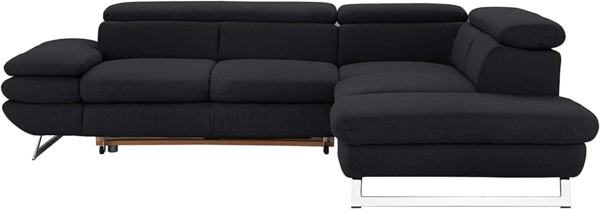 Mivano Ecksofa Prestige, Modernes Bettsofa in L-Form mit Ottomane und Schlaffunktion, Kopfteile und Armteil verstellbar, 265 x 74 x 223, Strukturstoff, schwarz Bild 9