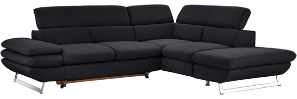 Mivano Ecksofa Prestige, Modernes Bettsofa in L-Form mit Ottomane und Schlaffunktion, Kopfteile und Armteil verstellbar, 265 x 74 x 223, Strukturstoff, schwarz Bild 5