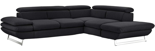Mivano Ecksofa Prestige, Modernes Bettsofa in L-Form mit Ottomane und Schlaffunktion, Kopfteile und Armteil verstellbar, 265 x 74 x 223, Strukturstoff, schwarz Bild 11