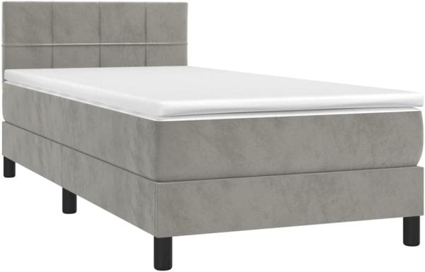 vidaXL Boxspringbett mit Matratze Hellgrau 90x200 cm Samt, Härtegrad: H2 [3141281]