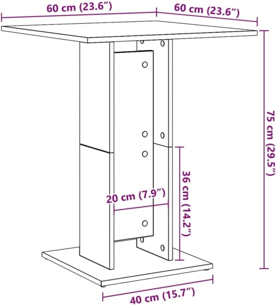 vidaXL Bistrotisch Sonoma-Eiche 60x60x75 cm Holzwerkstoff 802105 Bild 3