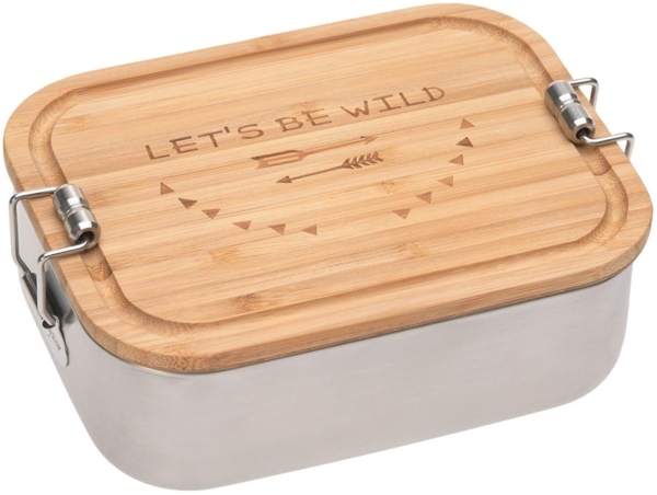 LÄSSIG Lunchbox Bamboo, Adventure, Bambus, Edelstahl, (1-tlg), mit Holzdeckel
