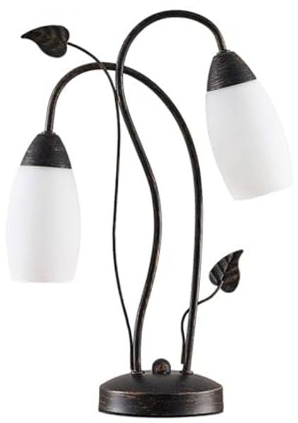 Lindby Tischleuchte Stefania, Glas Braun IP20, 2 x 10 W LED