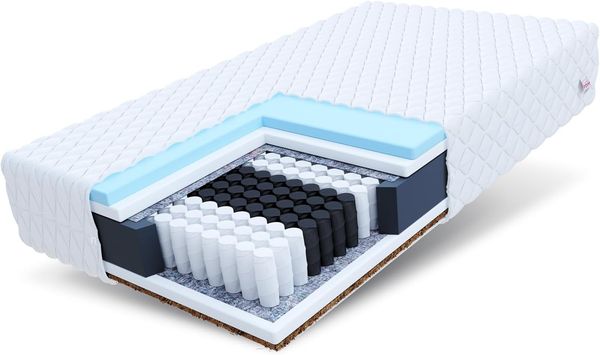 FDM Laval MAX Taschenfederkernmatratze 140x200 cm 9-Zonen Matratze Härtegrad H3/H4 (Mittelhart/Hart) 26 cm Höhe Hybrid Foam Kokosfasereinlage Federkern Bezug Abnehmbar Waschbar TFK