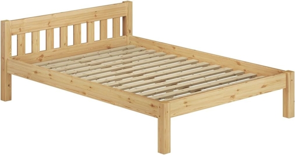 ERST-HOLZ Bett Ehebett Landhaus Kiefer Massivholz 180x200 mit Rost, Kieferfarblos lackiert