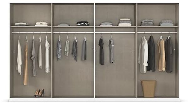 Rauch Möbel Alabama, Kleiderschrank für Schlafzimmer, Kinderzimmer, Wohnzimmer, Garderobe, Flur, 8-türig, Spiegel, mit Zubehör Basic, Farbe Beige/Eiche Artisan. Holz, Breite 360 cm Bild 6