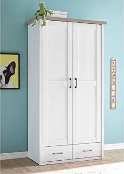 Kleiderschrank >Lebbie< in Pinie-Weiß;Trüffel - 106x201x55cm (BxHxT)