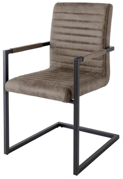 riess-ambiente Freischwinger LOFT taupe grau / anthrazit (Einzelartikel, 1 St), Esszimmer · Microfaser · Metall · mit Armlehne · Industrial