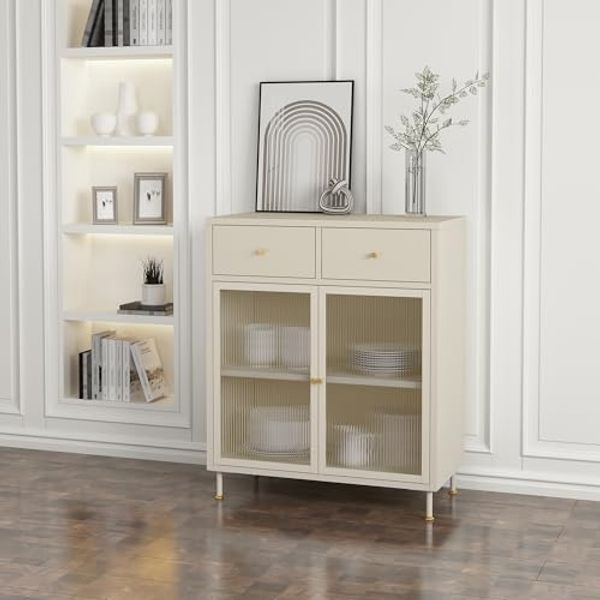 Sideboard Lindau Stahl 97x80x40 cm Cremeweiß [en. casa]