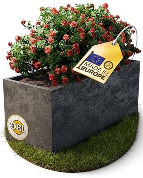 ONDIS24 Pflanzkübel Blumenkübel Blumentopf Vulkan 100cm Vulkan/Basalt Optik, mit Wasserspeicher Pflanzenkasten winterfest, 100 x 40 x 43,5 (H) cm