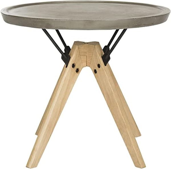 SAFAVIEH Modern Concrete Outdoor Accent Table, in Dark Grey