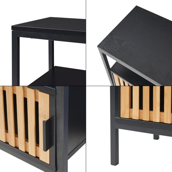 Nachttisch Luniehti 58x40x33 cm Schwarz/Natur [en. casa] Bild 8