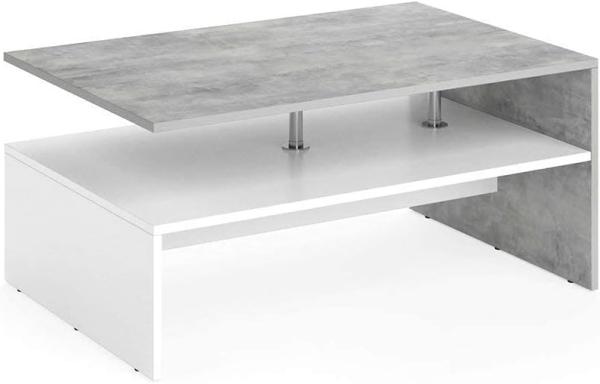 VICCO Couchtisch AMATO in Weiß Beton - Wohnzimmer Sofatisch Kaffeetisch