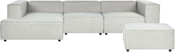 3-Sitzer Ecksofa 'APRIC', Grau, Leinen, mit Ottomane, Rechts