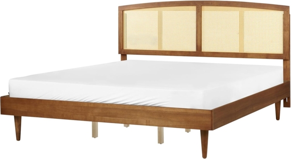Bett mit Lattenrost VARZY 180 x 200 cm Rattan Heller Holzfarbton