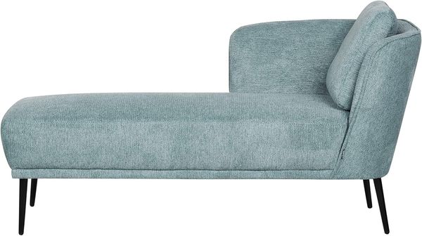 Beliani 'ARTHEZE' Chaiselongue mit Kissen, rechtsseitig, Stoff blau, 148 x 64 x 70 cm