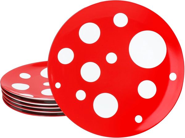 MamboCat Speiseteller 6er Set Pula rot Speiseteller Ø27cm Porzellan groß Essteller Punkte