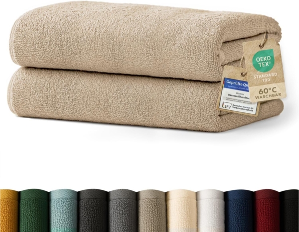 Blumtal Badetücher Premium weiche Frottier 2er Set mit Aufhängschlaufen, Frottee (2-St), Baumwolle Oeko-TEX Zertifiziert, saugstark
