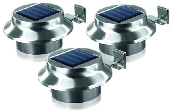 LED Dachrinnenleuchten 3er-Set aus Edelstahl Zaunleuchte Wegelicht Solarleuchten Bild 2