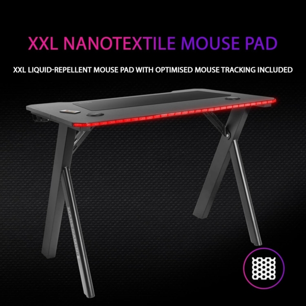 Mars Gaming MGDRGB, RGB Gaming Tisch, Headset + Flaschenständer, 110x60 cm, Schwarz Bild 6