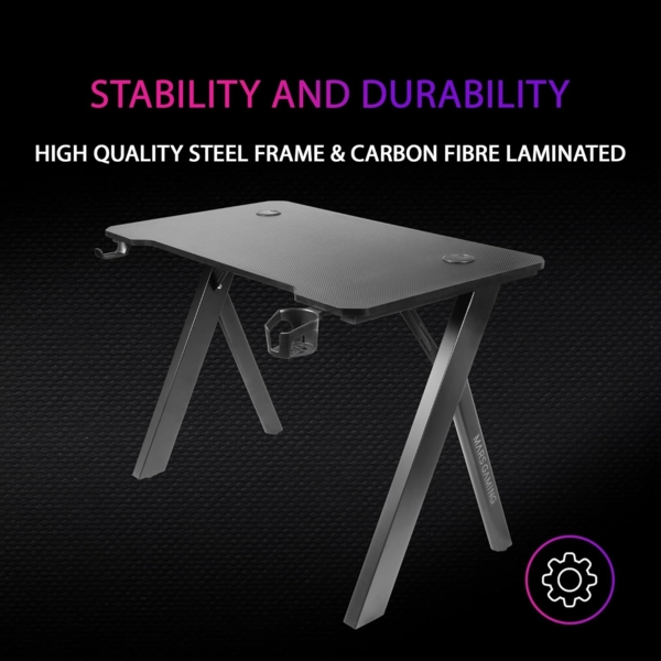 Mars Gaming MGDRGB, RGB Gaming Tisch, Headset + Flaschenständer, 110x60 cm, Schwarz Bild 5