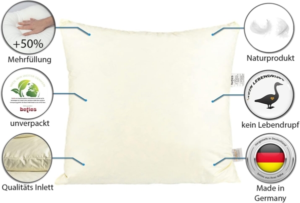 beties Federkissen PublikPlus, Füllung: Gänse- und Entenfedern, Seitenschläfer, Bauchschläfer, Rückenschläfer, Set, 2-tlg, Federkissen 2er-Set ca. 50x50 cm kein Lebendrupf Bild 3