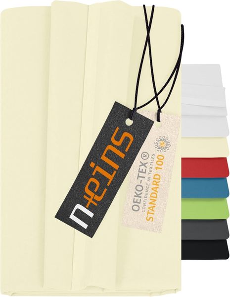 npluseins Betttuch - Haustuch - Bettlaken - aus 100% Baumwolle in 7 ausgesuchten Farben - Laken ohne Gummizug - Einheitsgröße von ca. 150x250 cm, Ecru