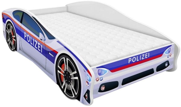 ACMA Kinderbett Auto-Bett Polizei mit Rausfallschutz, Lattenrost und Matratze (Polizei 3, 160x80 cm) Bild 3