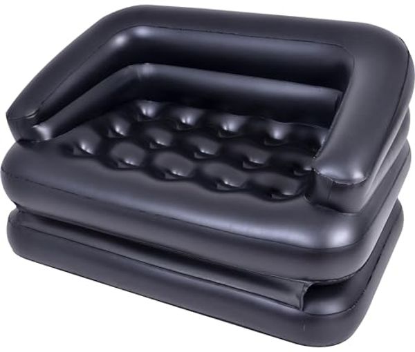 Avenli aufblasbares Sofa 198 x 138 x 62 cm wandelbar zum Doppel-Luftbett, schwarz
