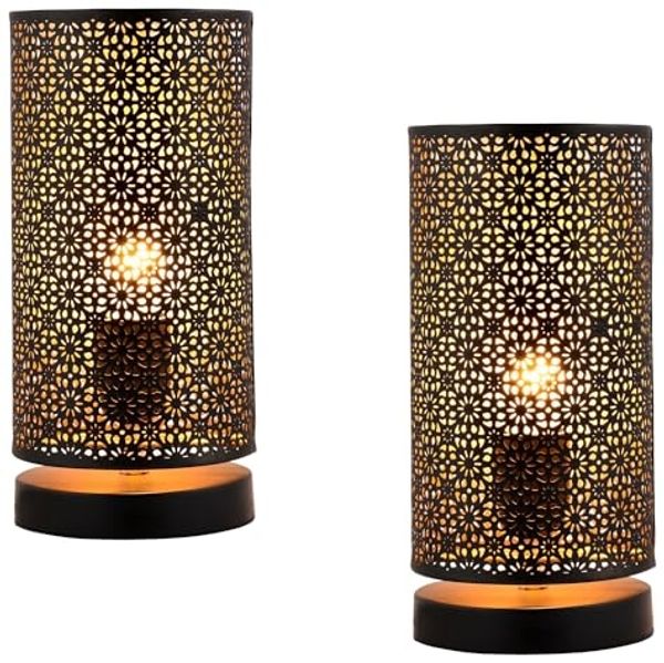 Marrakesch Orient & Mediterran Interior Nachttischlampe 2er Set Moderne Deko Tischlampe Nachttischlampe Lampe Tuza Schwarz, Leuchtmittel nicht im Lieferumfang, Handarbeit