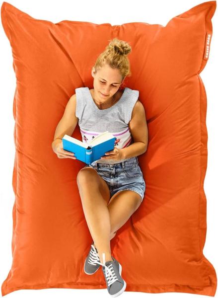 Green Bean© Sitzsack "Square" XXL 140x180 cm 380 Liter Bean Bag EPS Perlen Füllung Riesensitzsack Waschbar Wetterfest Lounge Sitzkissen Orange