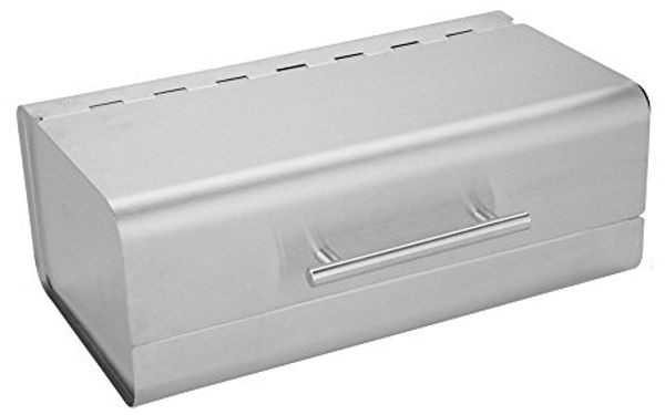 HAC24 Brotkasten Brotbox Brotkiste Brotbehälter Brot Kiste Box, Edelstahl, aus gebürstetem Edelstahl mit praktischen Schwenkdeckel