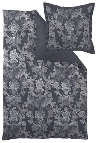 Mako-Brokat-Damast Bettwäsche - Curt Bauer Louis XIV 155x220 + 80x80 cm 1146 schattengrau