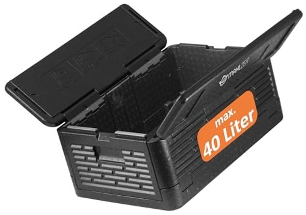 Mahlzeit Thermobehälter Thermobox faltbar, 60 x 40 x 25,5cm 40 L, Schwarz, Styroporbox, Styropor