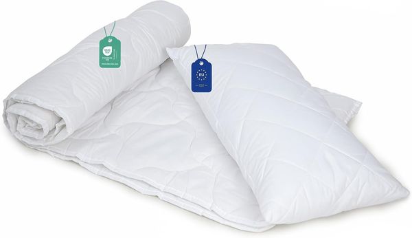 livessa Bettdecke + Kopfkissen Ideal für Ganzjahreszeiten mit 300 g/m² Füllung, Füllung: Hohlfaser, Bezug: Mikrofaser, Bettwaren SET weich und atmungsaktiv