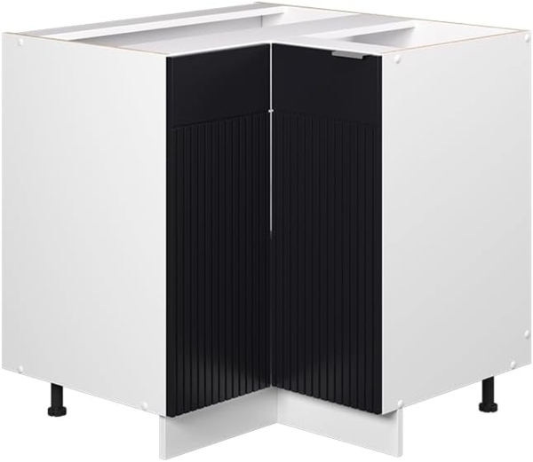 Eckunterschrank Fame-Line Schwarz gestreift 80.5 cm ohne Arbeitsplatte Vicco