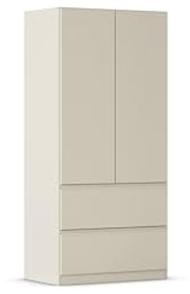 Rauch Möbel Costa, Kleiderschrank für Schlafzimmer, Kinderzimmer, Babyzimmer, Garderobe, Flur, 2-türig, 2 Schubladen, Push-to-Open, mit Zubehör Premium, Farbe Beige, Breite 91 cm