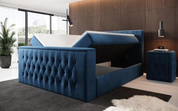 Boxspringbett Velano mit TV Lift und Stauraum 140x200 Blau H2 (bis 70kg) Bild 4