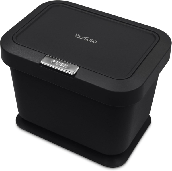 YourCasa Biomülleimer Küche 5L - Deckel mit Knopfdruck-Mechanismus- Komposteimer, Deckel mit Knopfdruck-Mechanismus, Antirutsch