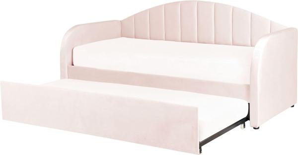 Bett mit Lattenrost EYBURIE Samtstoff Pastellrosa