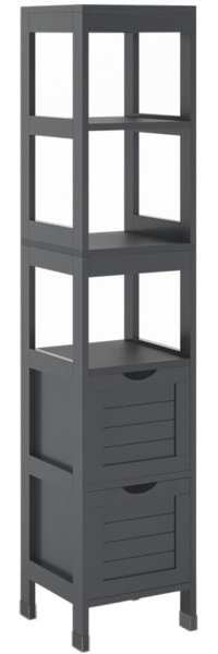 Badschrank Vilda Grau 30 x 144 cm mit 2 Schubladen Vicco