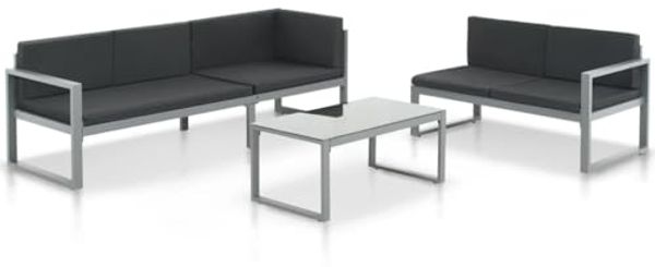 vidaXL 3-tlg. Garten-Lounge-Set mit Kissen Aluminium Schwarz 44448