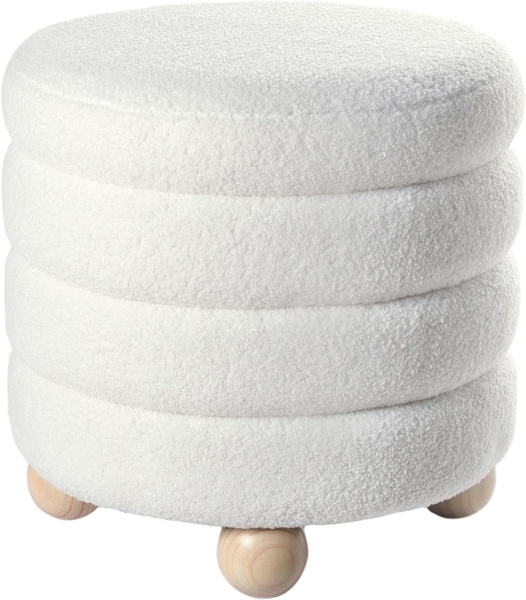 Pouf Bouclé cremeweiß rund ⌀ 42 cm CHILLY