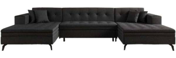 Designer Sofa Vivana mit Schlaffunktion Stoff Schwarz