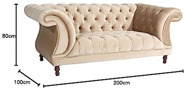 Ivette Sofa 2-Sitzer Samtvelours Sand Buche Nussbaumfarben Bild 2