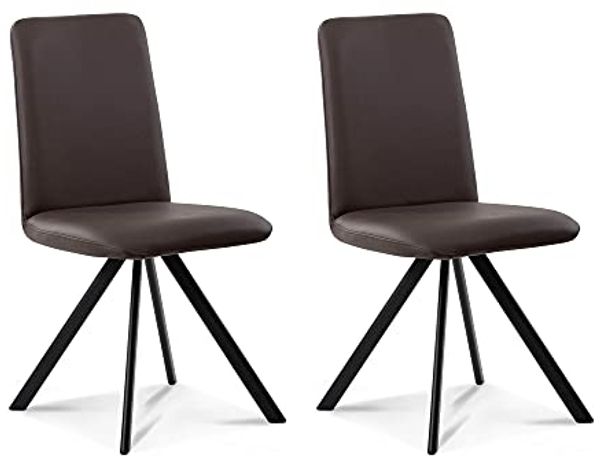 Möbel-Eins GLORIA 2er SET Polsterstühle, Gestell Eisen schwarz braun ohne Drehfunktion Echtleder