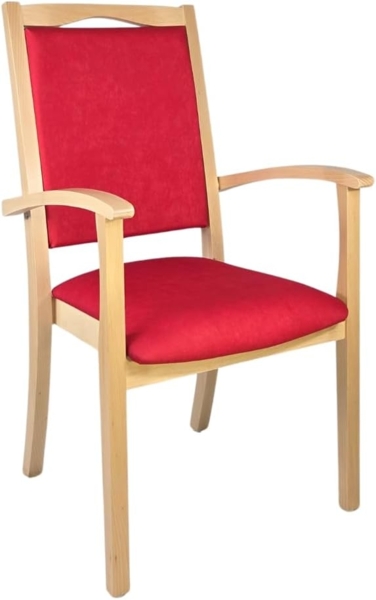 einrichtungsdesign24 Armlehnstuhl Massivholz Seniorenstuhl Alexander Hochlehner Armlehnenstuhl Esszimmer, hohe Rückenlehne, Griffbügel und gerundeter Sitzfläche