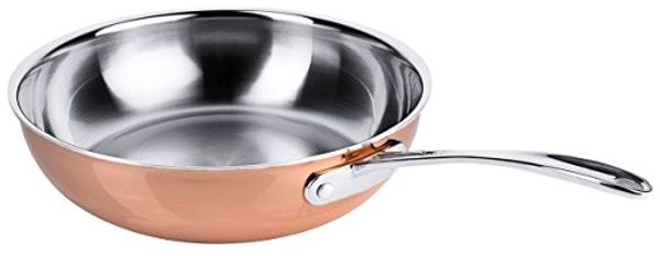 Contacto Pfanne, tief, aus Kupfer 28 cm aus Mehrschichtmaterial, genieteter Stielgriff aus Edelstahl, induktionsgeeignet