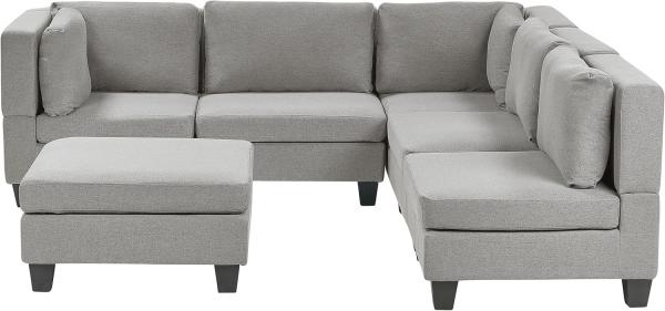 Beliani 'Unstad' Sofa, Hellgrau, Stoff, 72 x 228 x 228 cm, mit Ottomane, Links