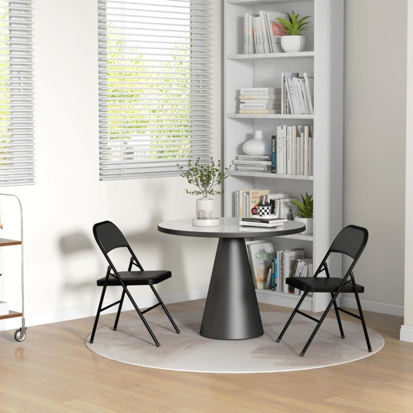 HOMCOM Klappstuhl gepolsterte klappbare Stühle, Indoor, mit Kissen (Gepolsterte klappbare Stühl, 1 St), für Büro, Rezeption, Wartezimmer, Party, Schwarz Bild 8